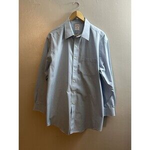 Brooks Brothers 346 Shirt Mens Size 16.5 Blue Green Plaid Non-Iron Dress Shirt